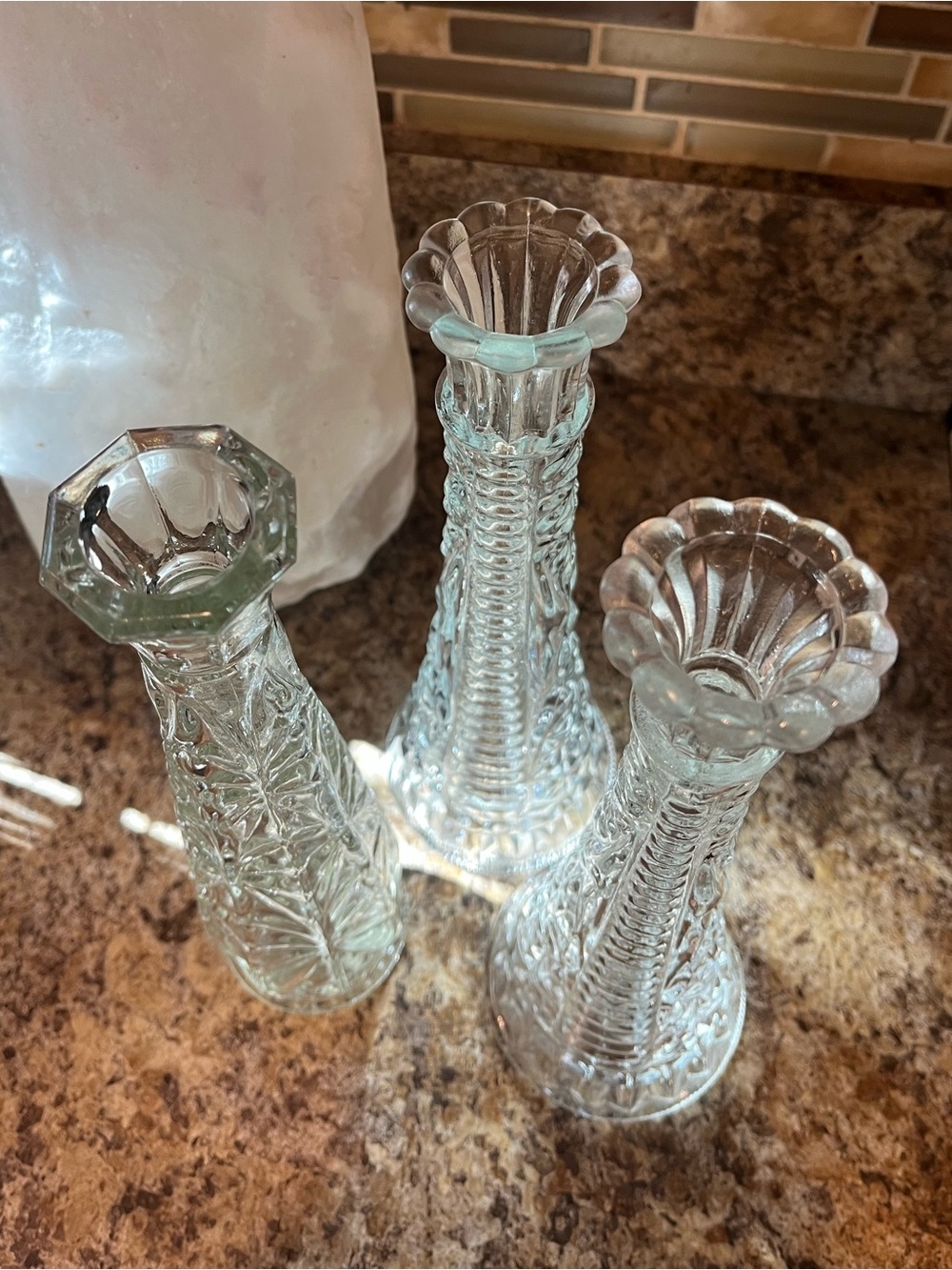 Vintage Clear Glass 9” Bud Vases Set of 3 - Picture 8 of 12